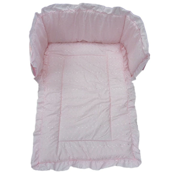 Picture of BRODERIE ANGLAISE COT QUILT & BUMPER SET: PINK